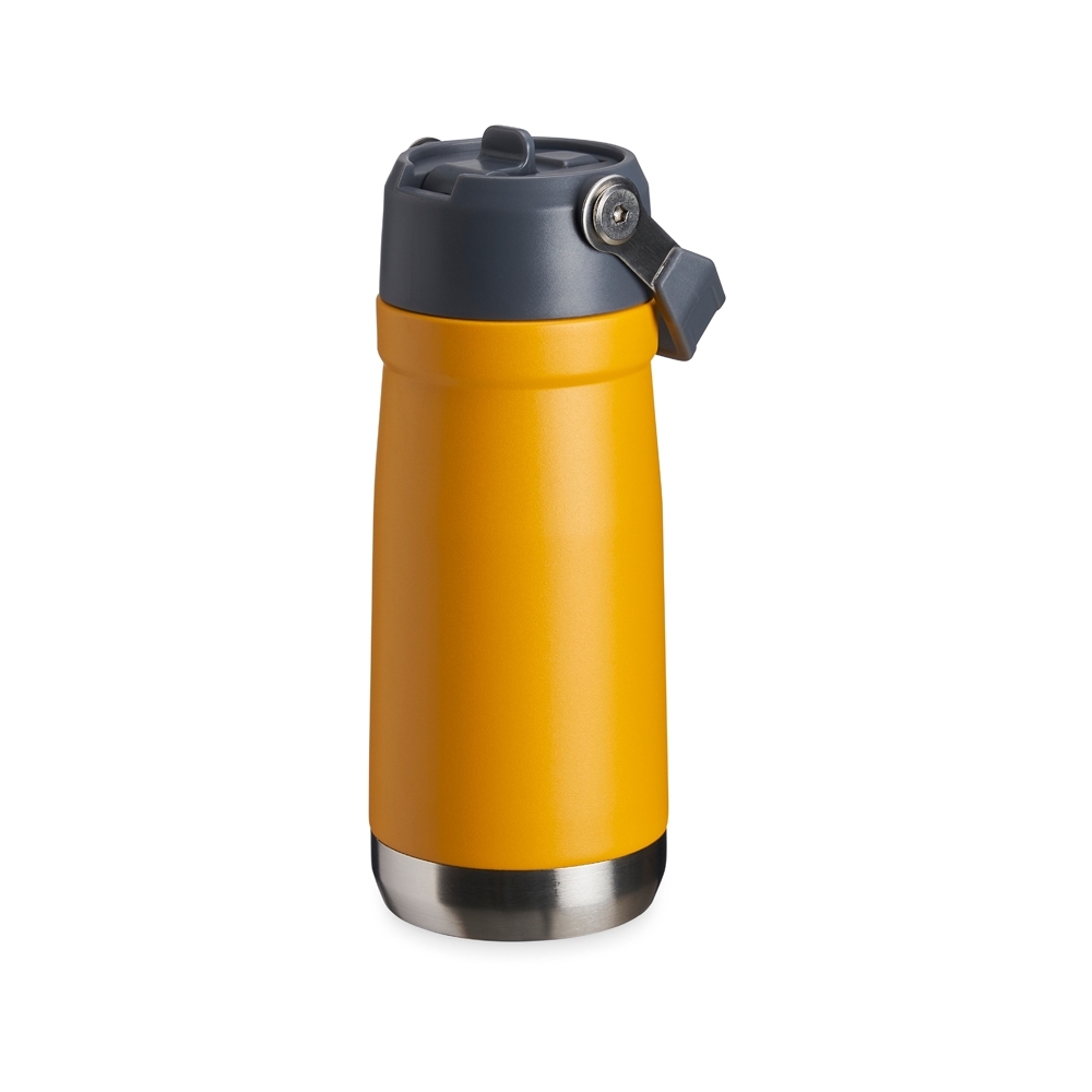 Garrafa térmica 550 ml de inox com bico flip, canudo e alça personalizada com a logo da empresa