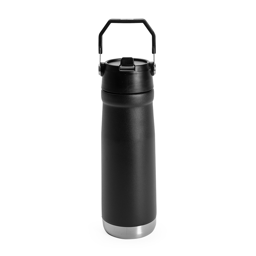Garrafa térmica 630 ml na cor Preto, personalizada com a logo da empresa