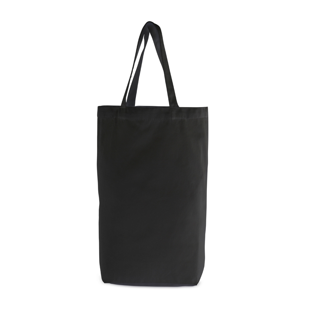 Sacola de algodão 280 g/m² na cor Preto, personalizada com a logo da empresa