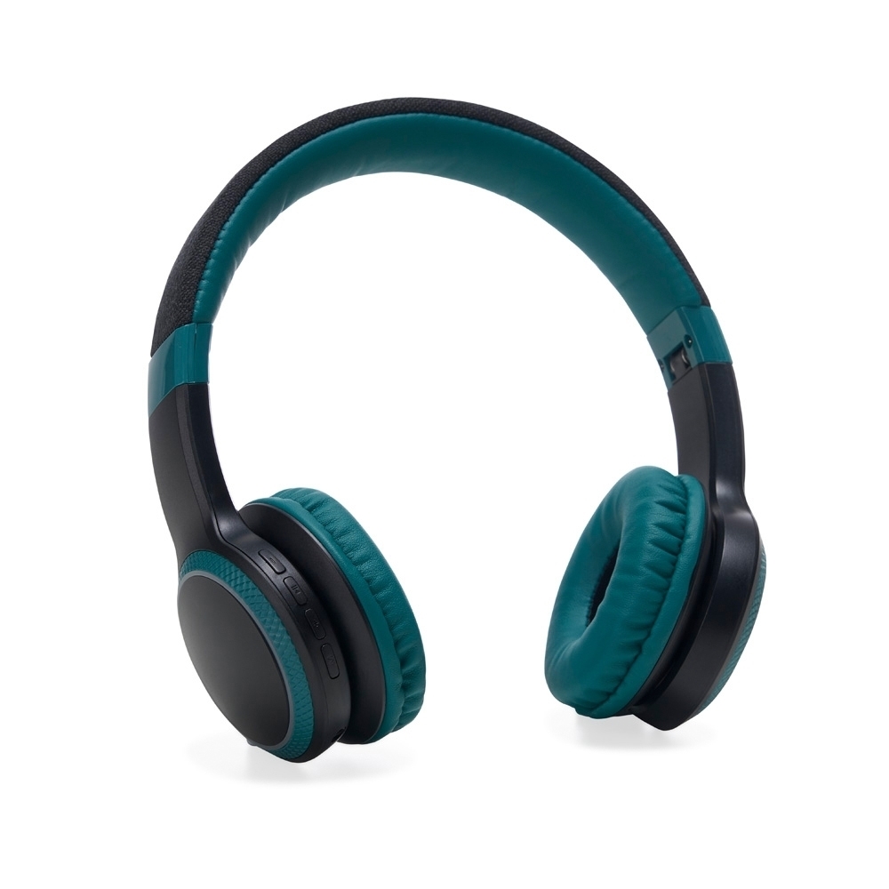 Fone de ouvido Bluetooth com luzes LED e microfone personalizado com a logo da empresa, na cor verde / preto