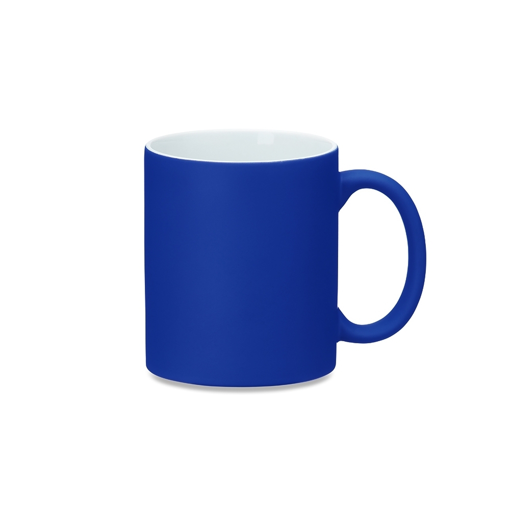 Caneca mágica de cerâmica 350 ml fosca na cor Azul, personalizada com a logo da empresa