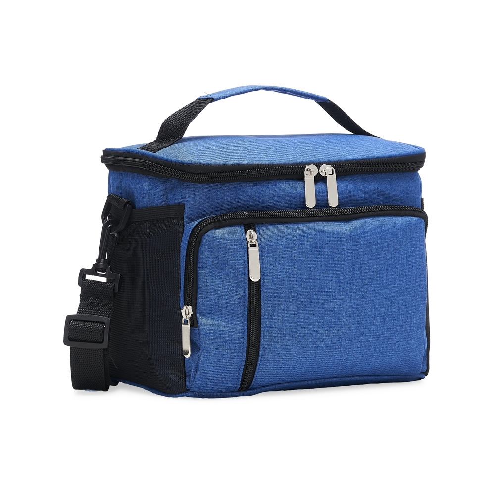 Bolsa térmica 9 litros de poliéster com 3 compartimentos personalizada com a logo da empresa