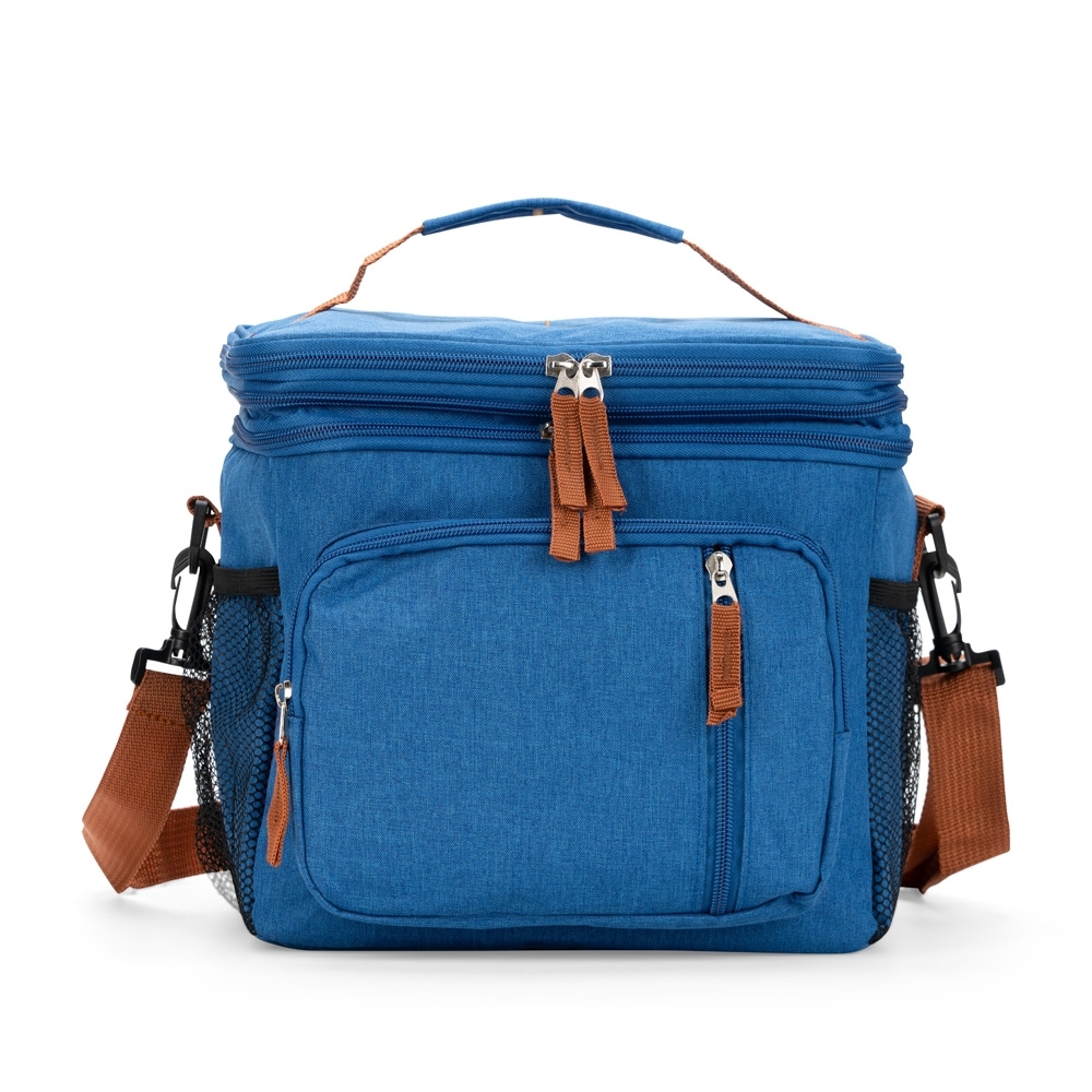 Bolsa térmica dupla expansível 15 litros com 2 compartimentos personalizada com a logo da empresa