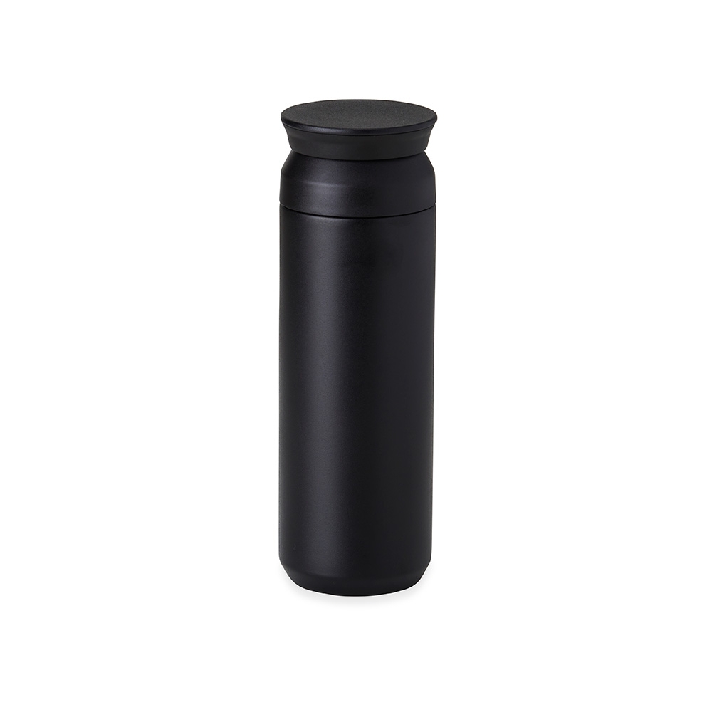 Garrafa térmica 470 ml de inox com tampa de abertura dupla na cor Preto, personalizada com a logo da empresa