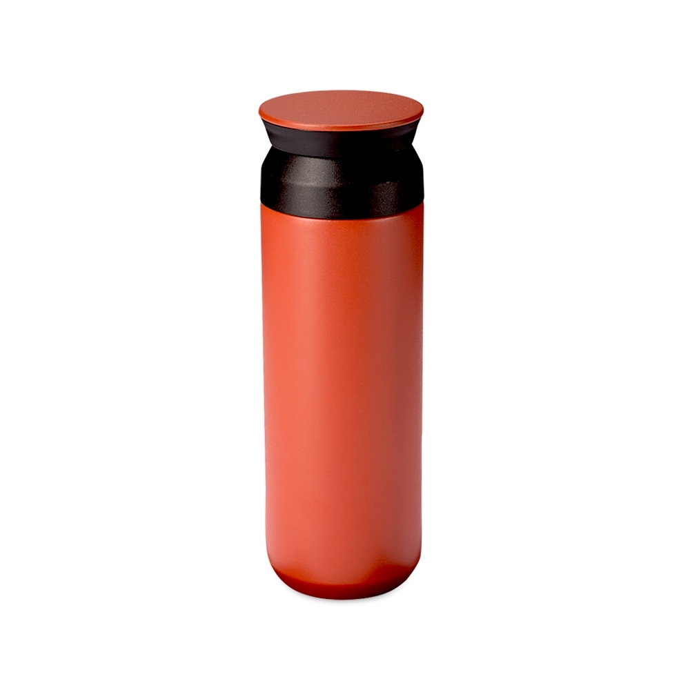 Garrafa térmica 470 ml de inox vermelha com tampa de abertura dupla personalizada com a logo da empresa