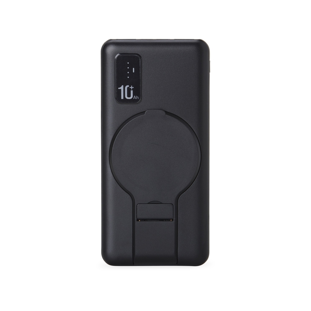 Power bank 10.000 mAh de plástico com indução na cor Preto, personalizado com a logo da empresa