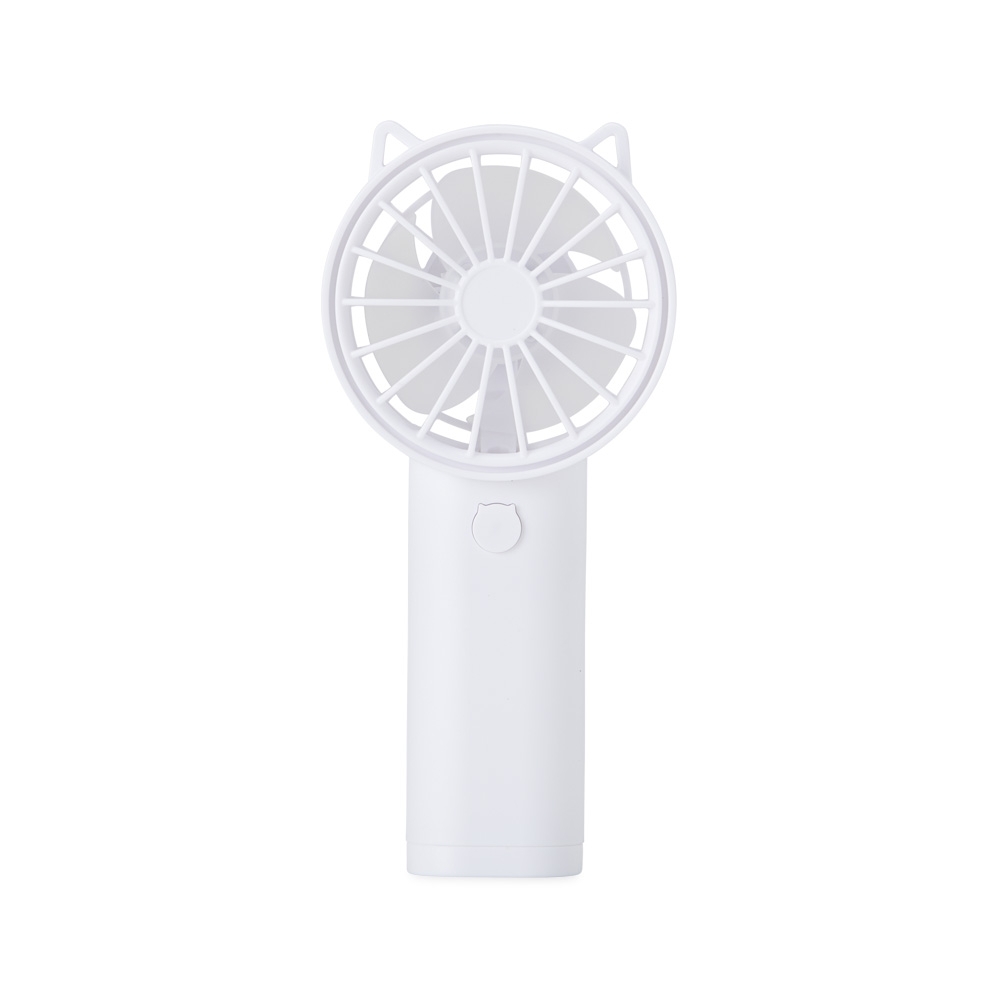 Mini ventilador de plástico na cor Branco, personalizado com a logo da empresa