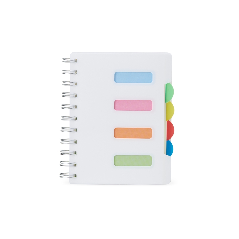 Caderno pequeno com espiral e 103 folhas na cor Branco, personalizado com a logo da empresa