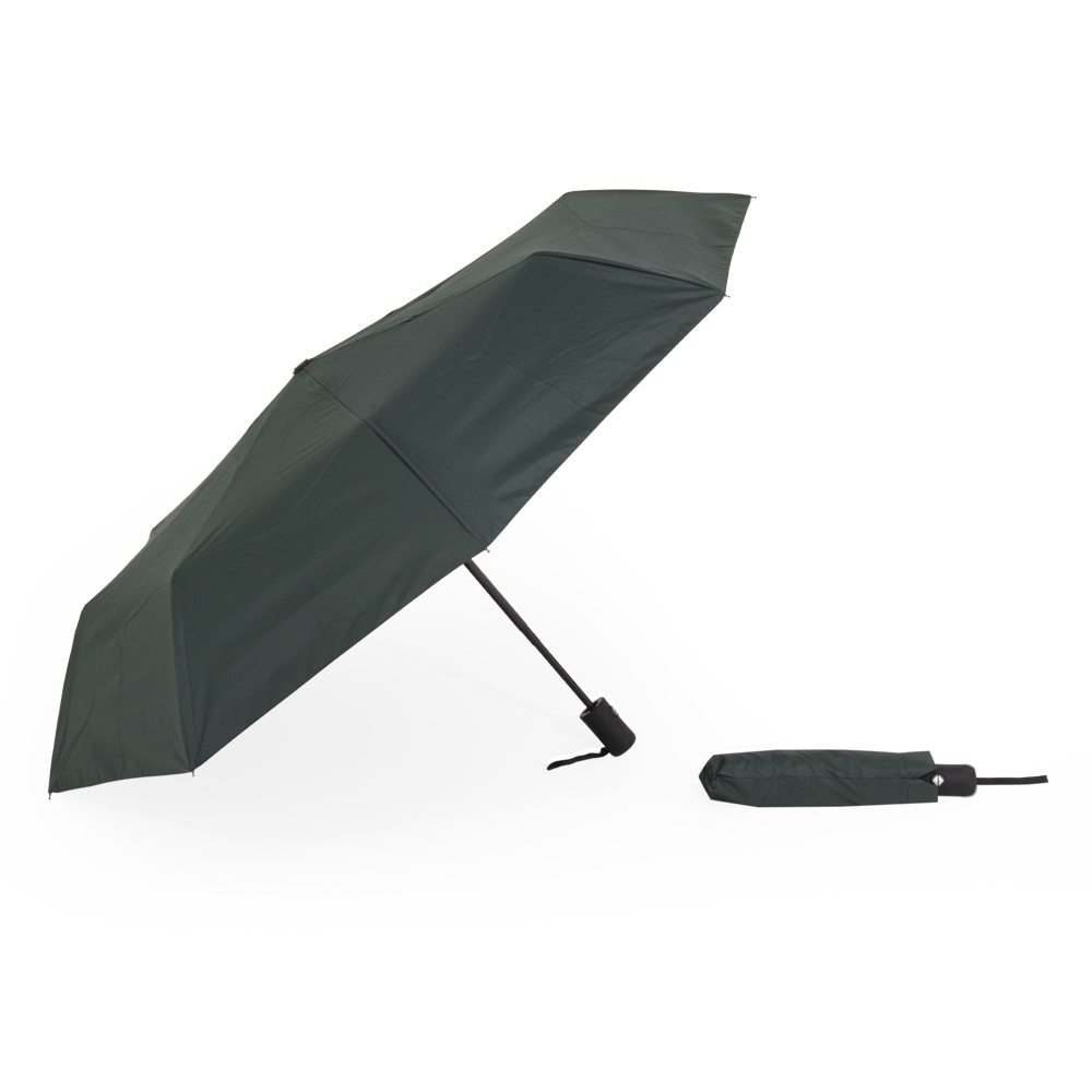 Guarda-chuva automático com 8 varetas e proteção UV personalizado com a logo da empresa, na cor verde / preto