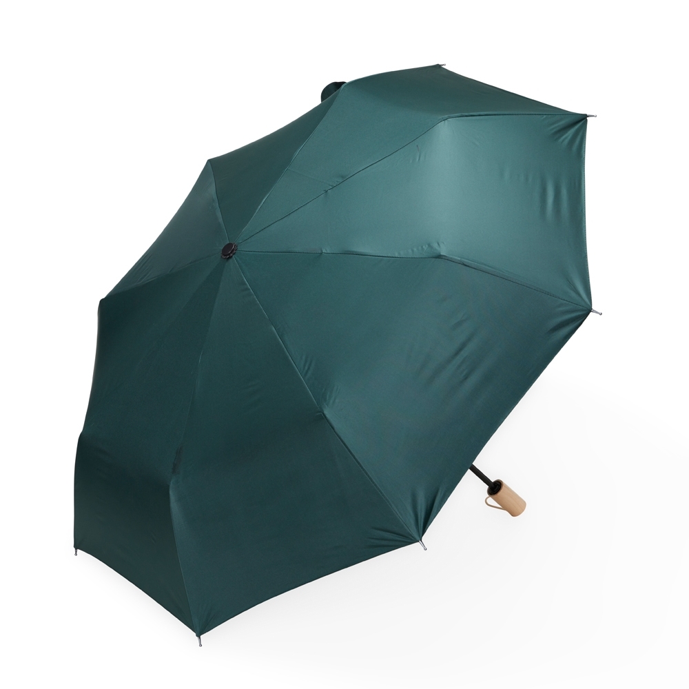 Guarda-chuva manual com proteção UV e 8 varetas personalizado com a logo da empresa, na cor verde / madeira