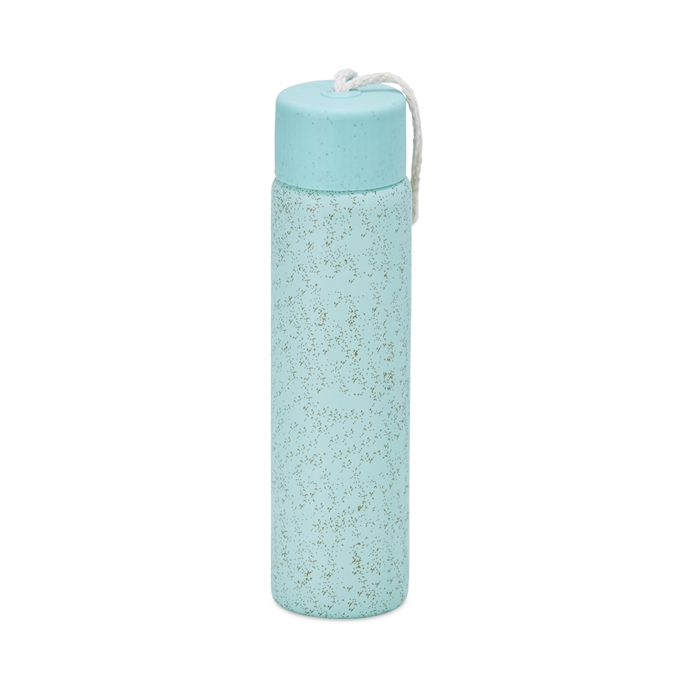 Garrafa de vidro 330 ml na cor Azul, personalizada com a logo da empresa