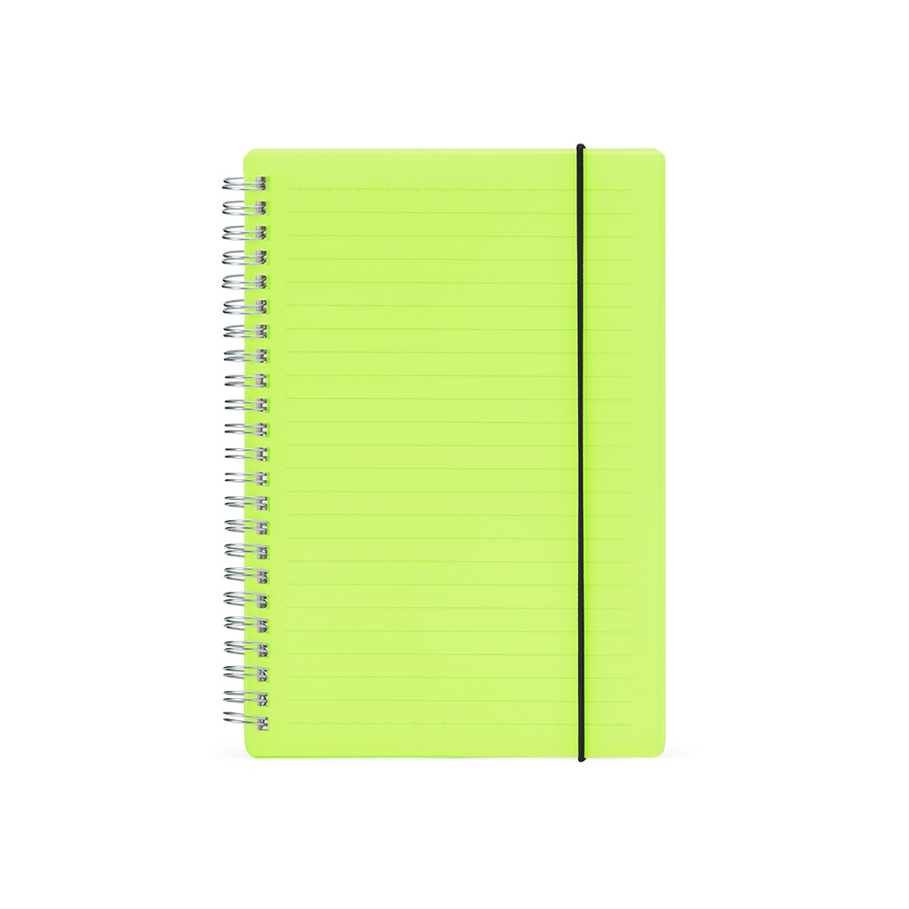 Caderno pautado com capa plástica e 80 folhas
