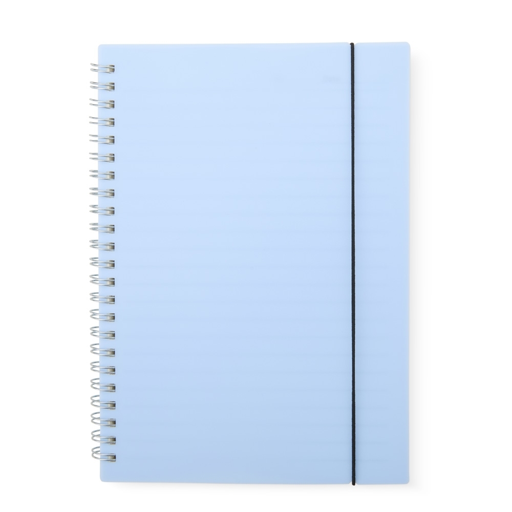 Caderno A5 plástico pautado com 80 folhas personalizado com a logo da empresa