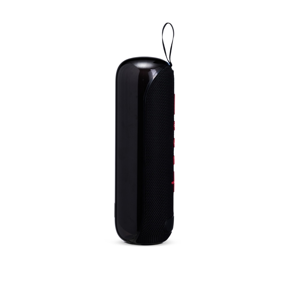 Caixa de som Bluetooth na cor Preto, personalizada com a logo da empresa