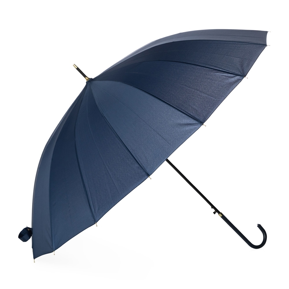 Guarda-chuva automático de poliéster com 16 varetas personalizado com a logo da empresa, na cor azul