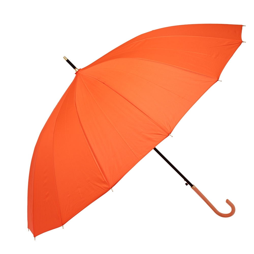 Guarda-chuva automático de poliéster com 16 varetas personalizado com a logo da empresa, na cor laranja