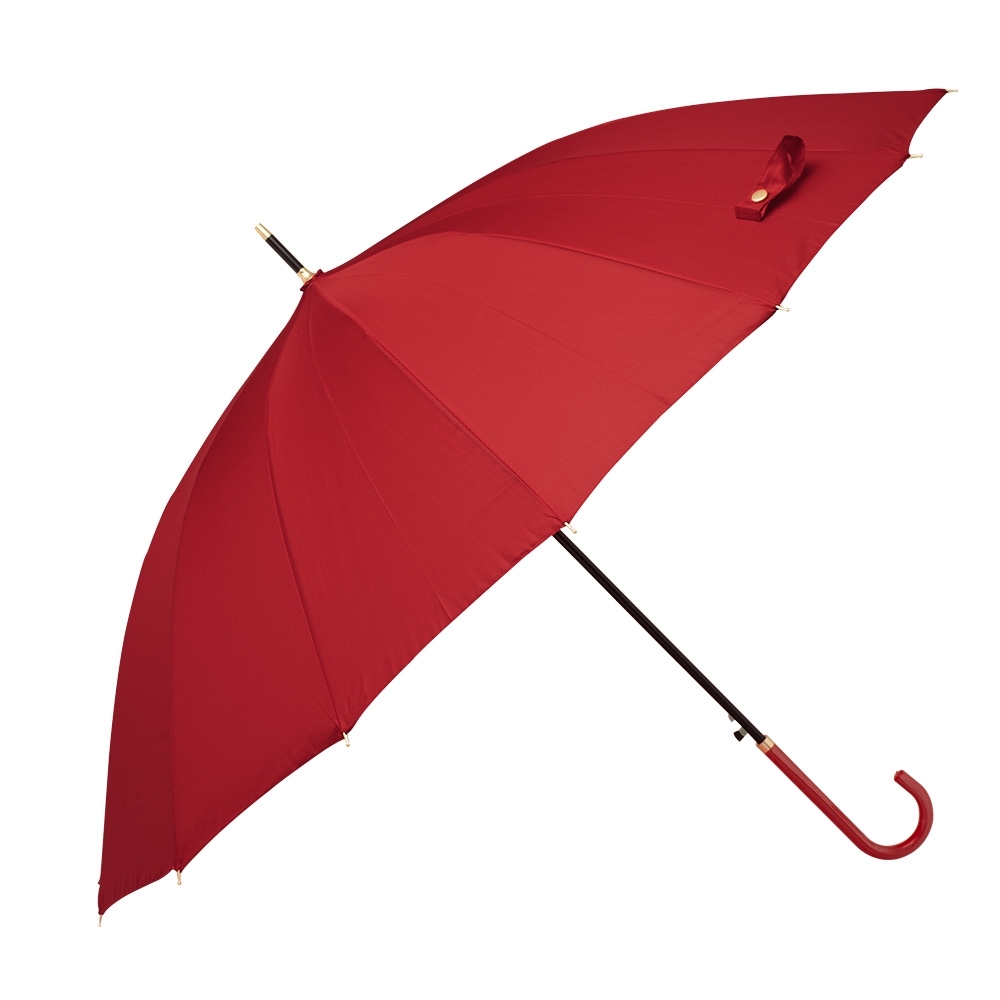 Guarda-chuva automático de poliéster com 16 varetas personalizado com a logo da empresa, na cor vermelho