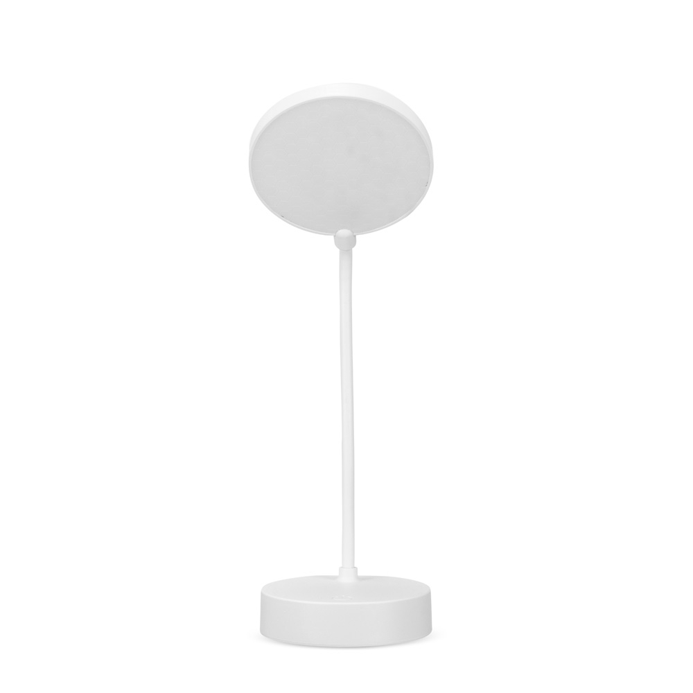 Luminária articulável recarregável 10 LEDS na cor Branco, personalizada com a logo da empresa