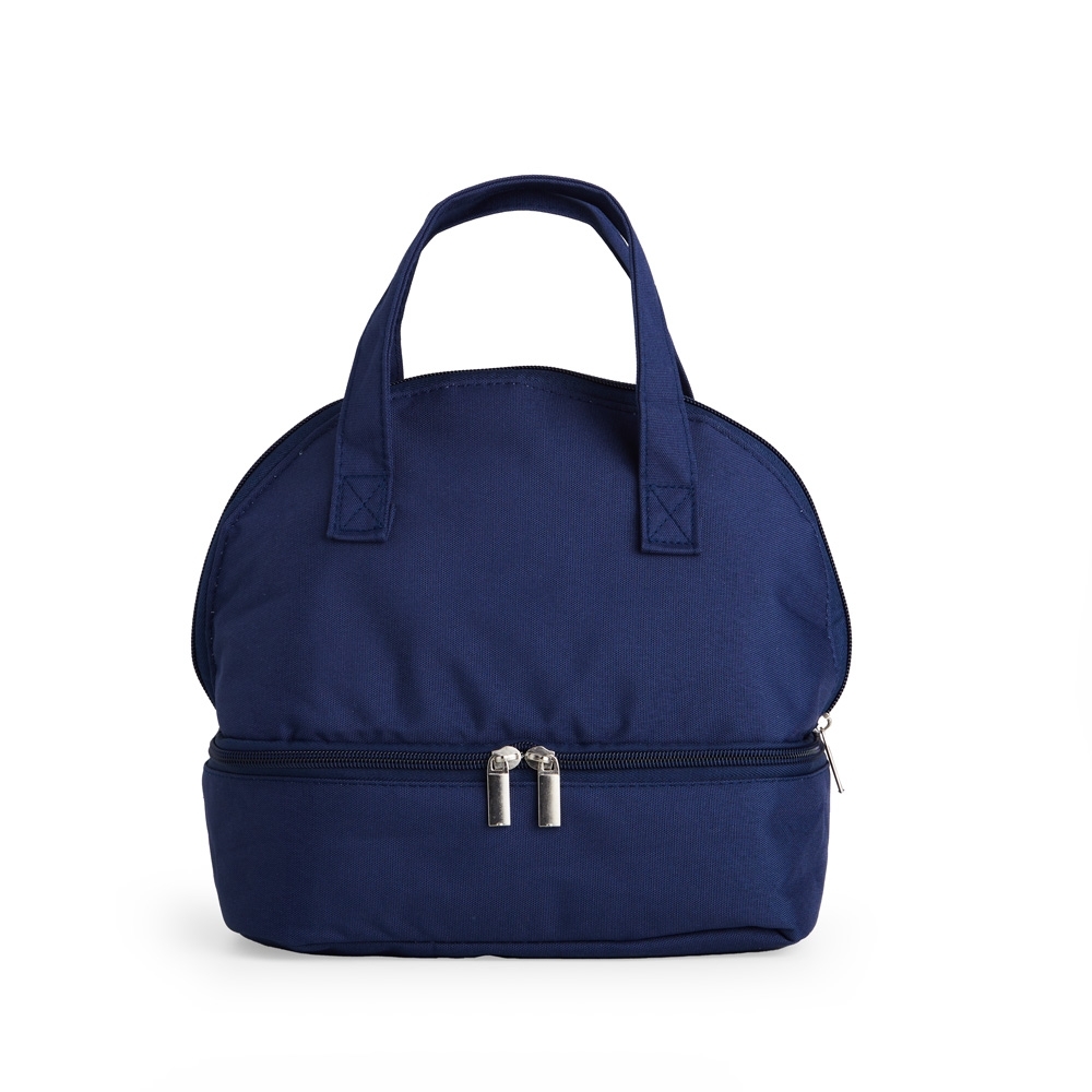 Bolsa térmica dupla 9 litros de tecido oxford com 2 compartimentos personalizada com a logo da empresa