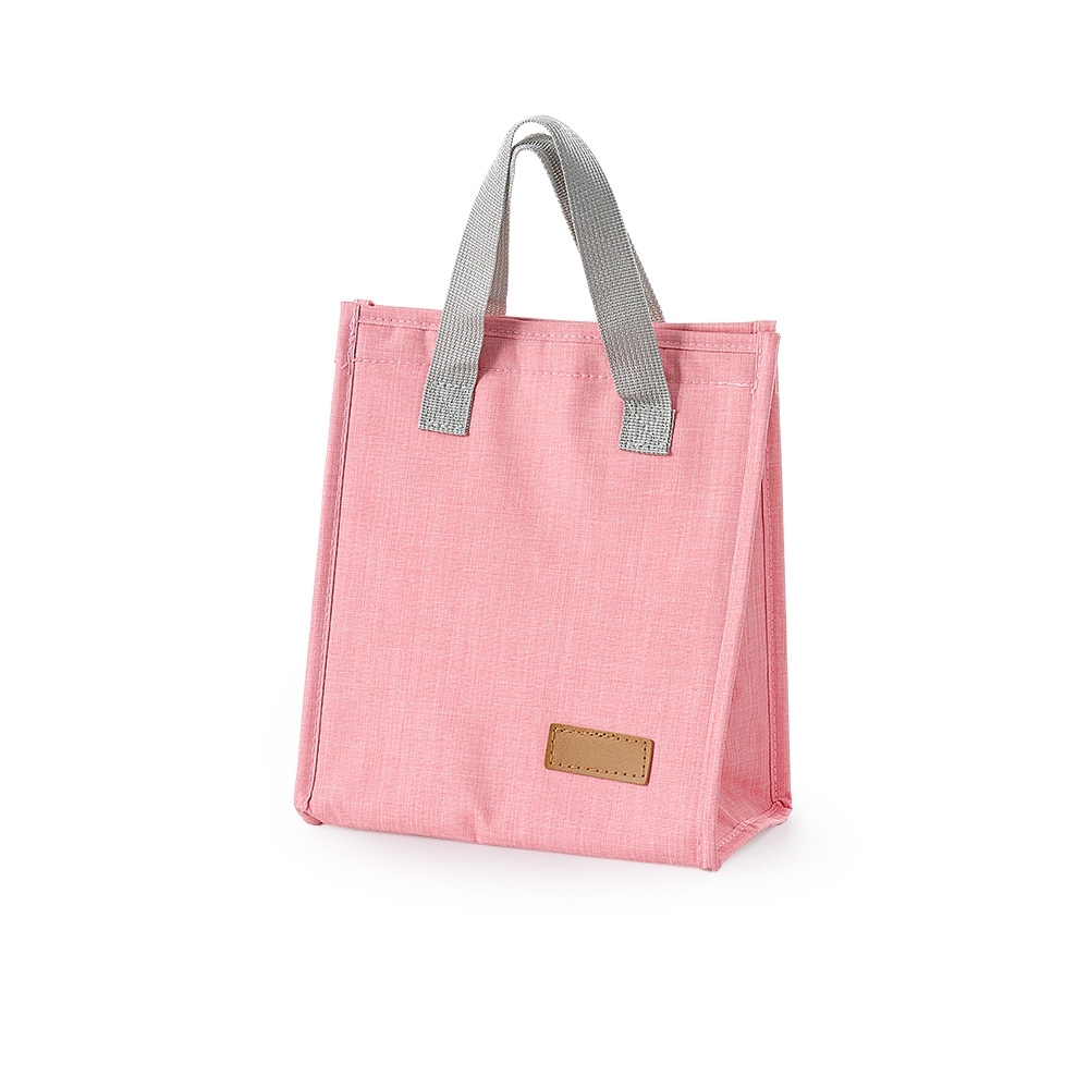 Bolsa térmica 6 litros de tecido oxford impermeável personalizada com a logo da empresa, na cor rosa