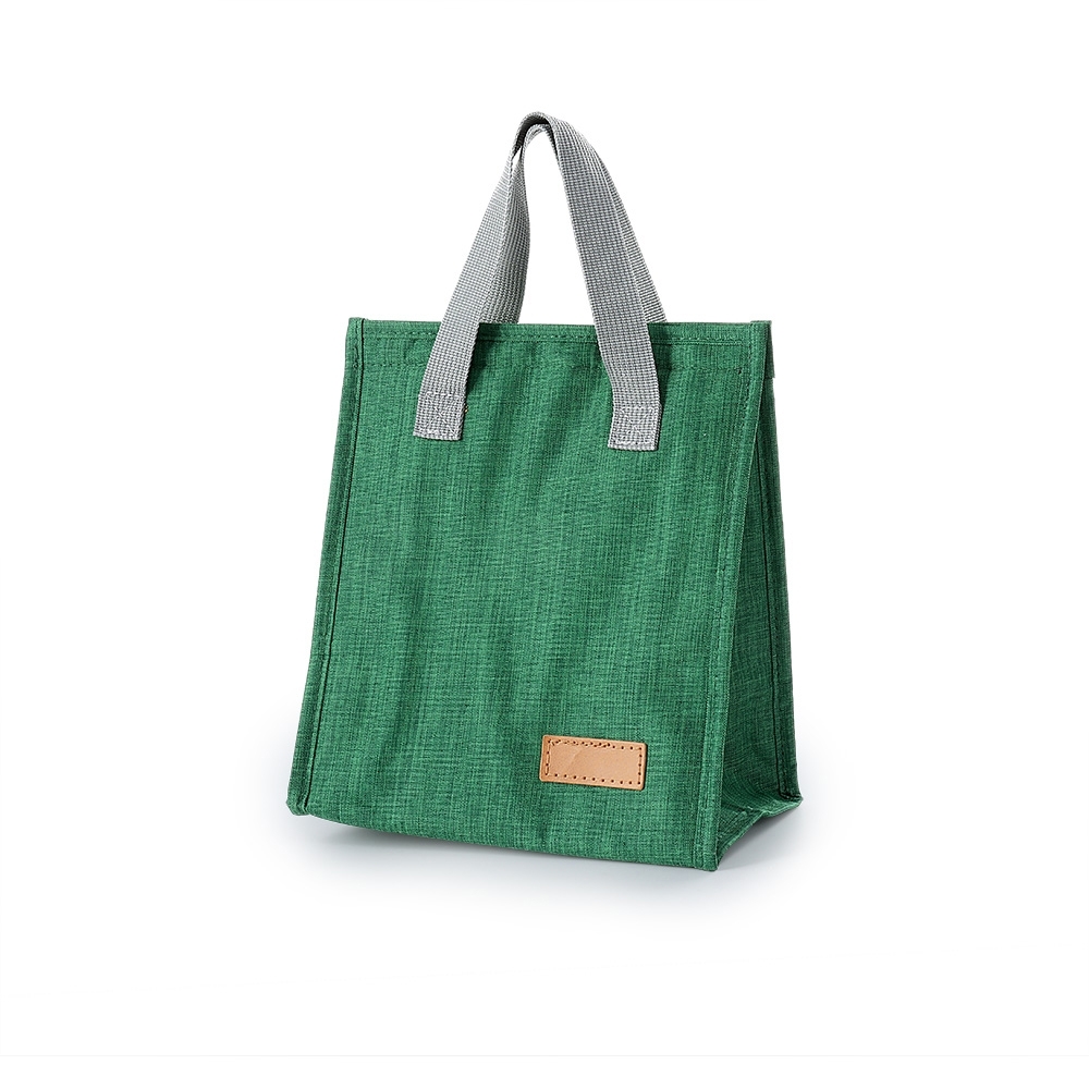 Bolsa térmica 6 litros de tecido oxford impermeável personalizada com a logo da empresa, na cor verde