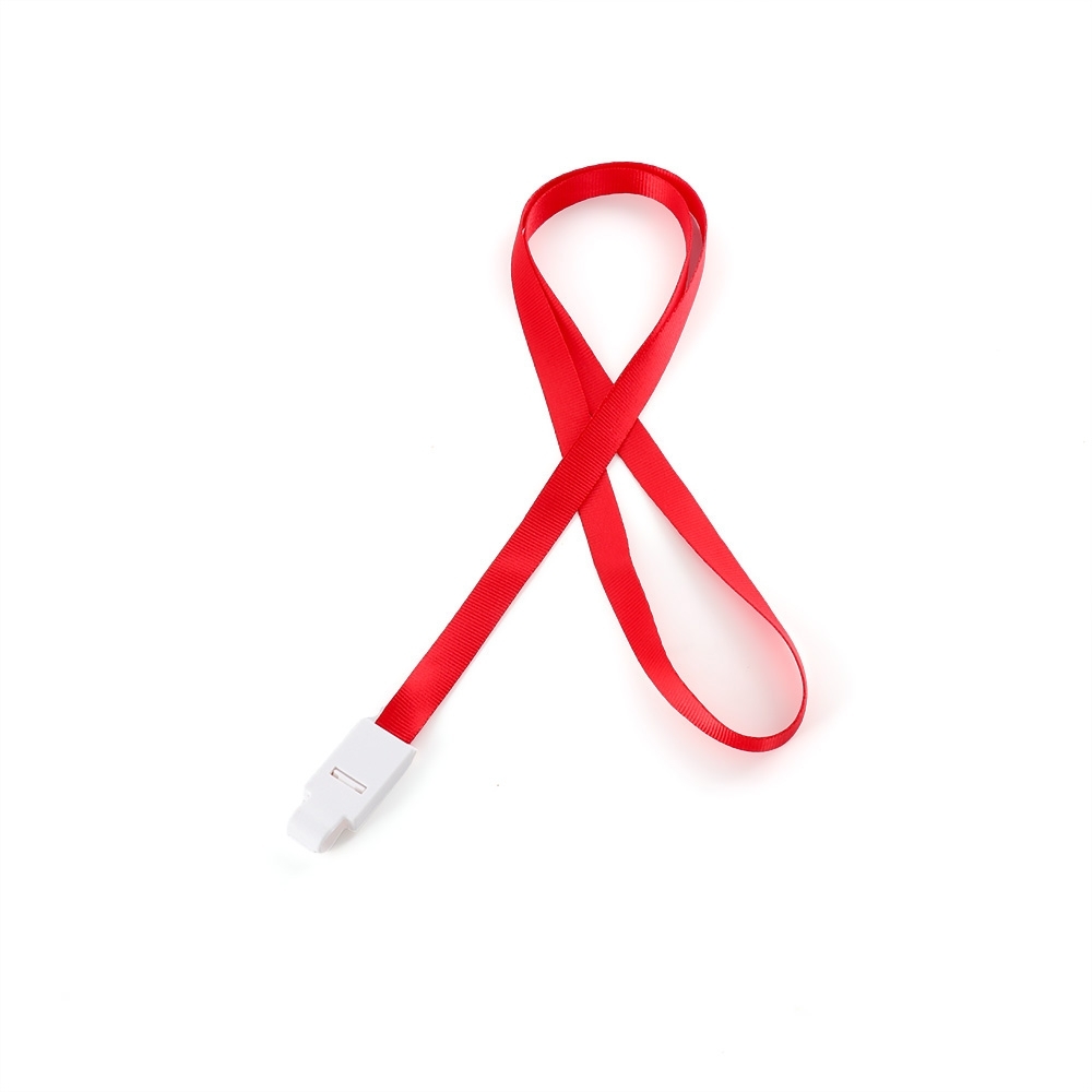 Cordão para crachá poliéster personalizado com a logo da empresa, na cor vermelho