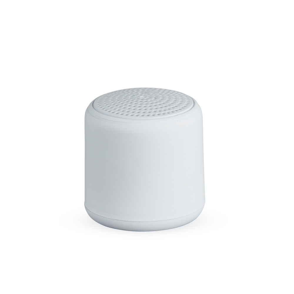 Caixa de som Bluetooth TWS personalizada com a logo da empresa, na cor branco