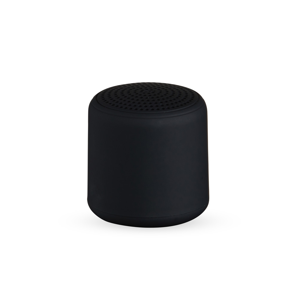 Caixa de som Bluetooth TWS na cor Preto, personalizada com a logo da empresa