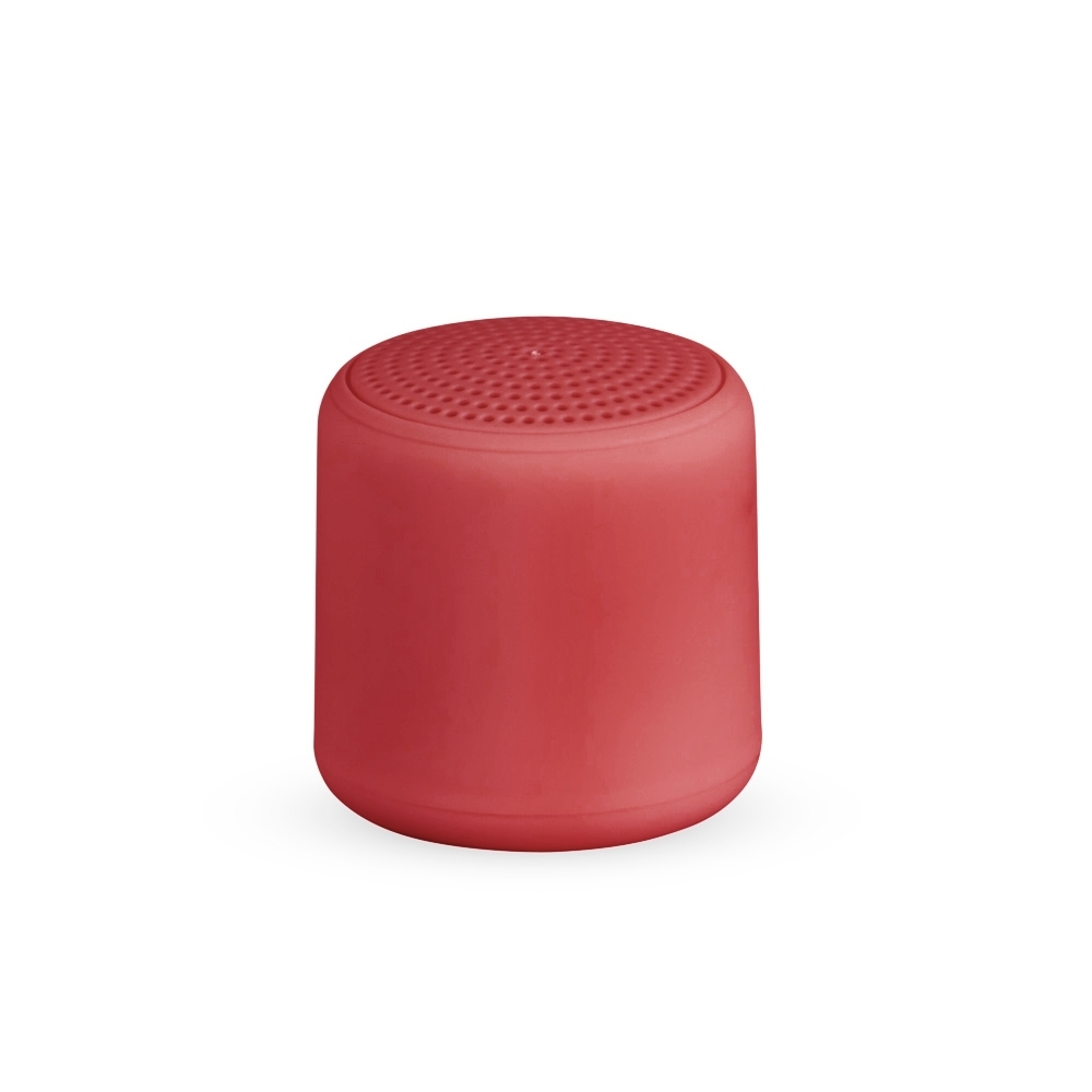 Caixa de som Bluetooth TWS personalizada com a logo da empresa, na cor vermelho