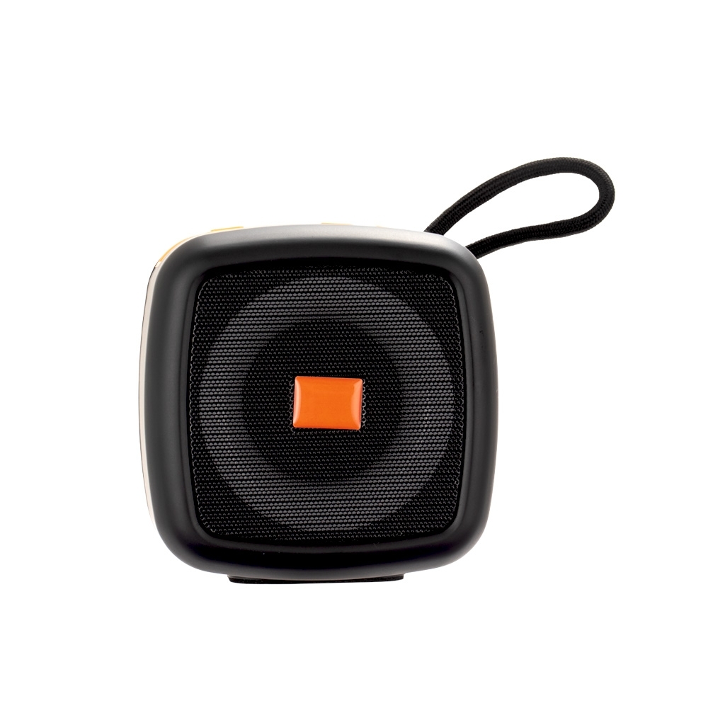 Caixa de som multimídia TWS de plástico na cor Preto / Laranja, personalizada com a logo da empresa