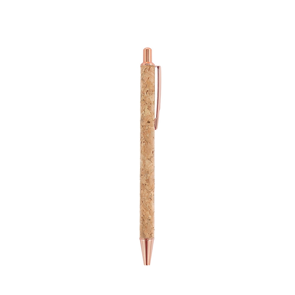 Caneta de metal e cortiça na cor Cobre / Cobre, personalizada com a logo da empresa
