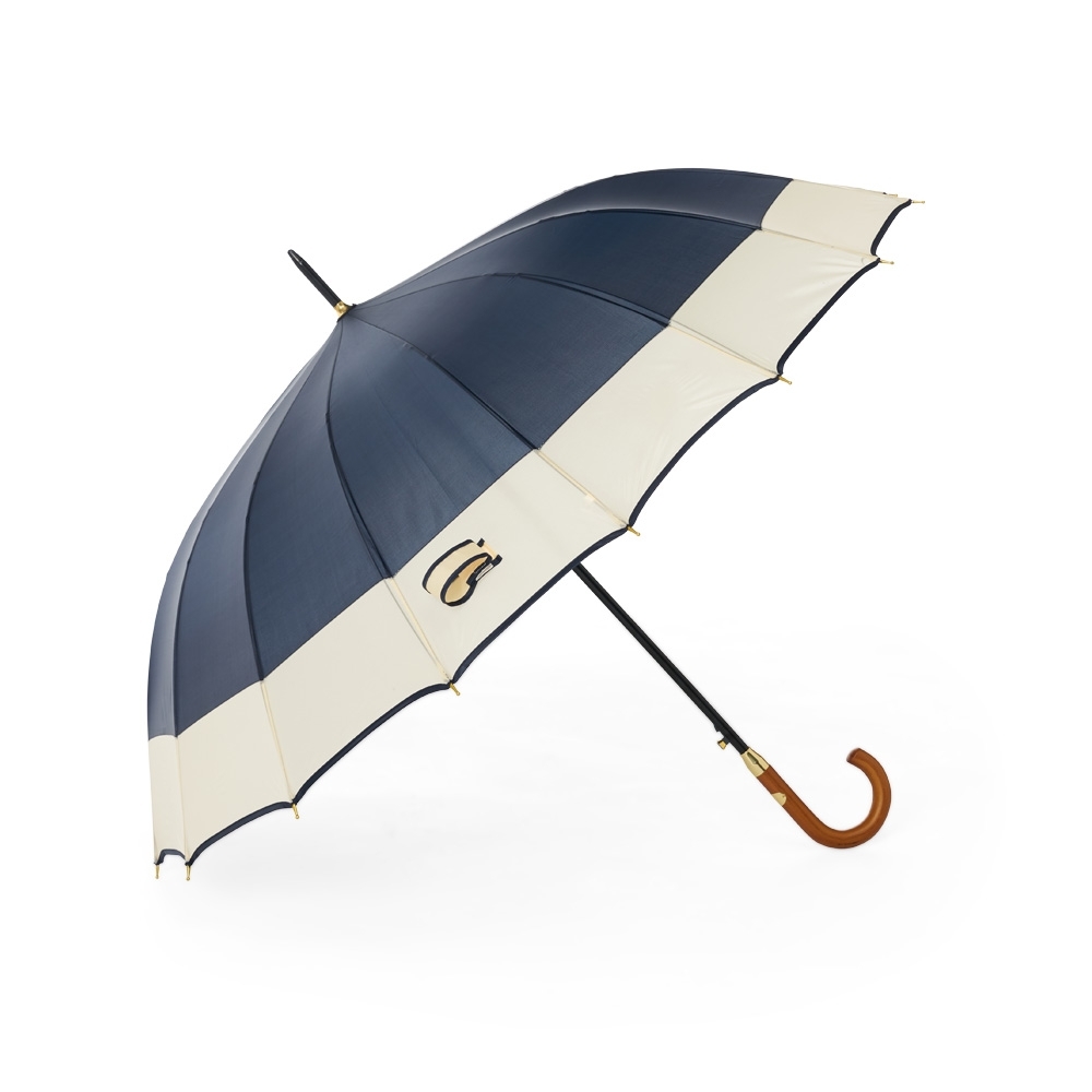 Guarda-chuva automático com 16 varetas e cabo de madeira personalizado com a logo da empresa