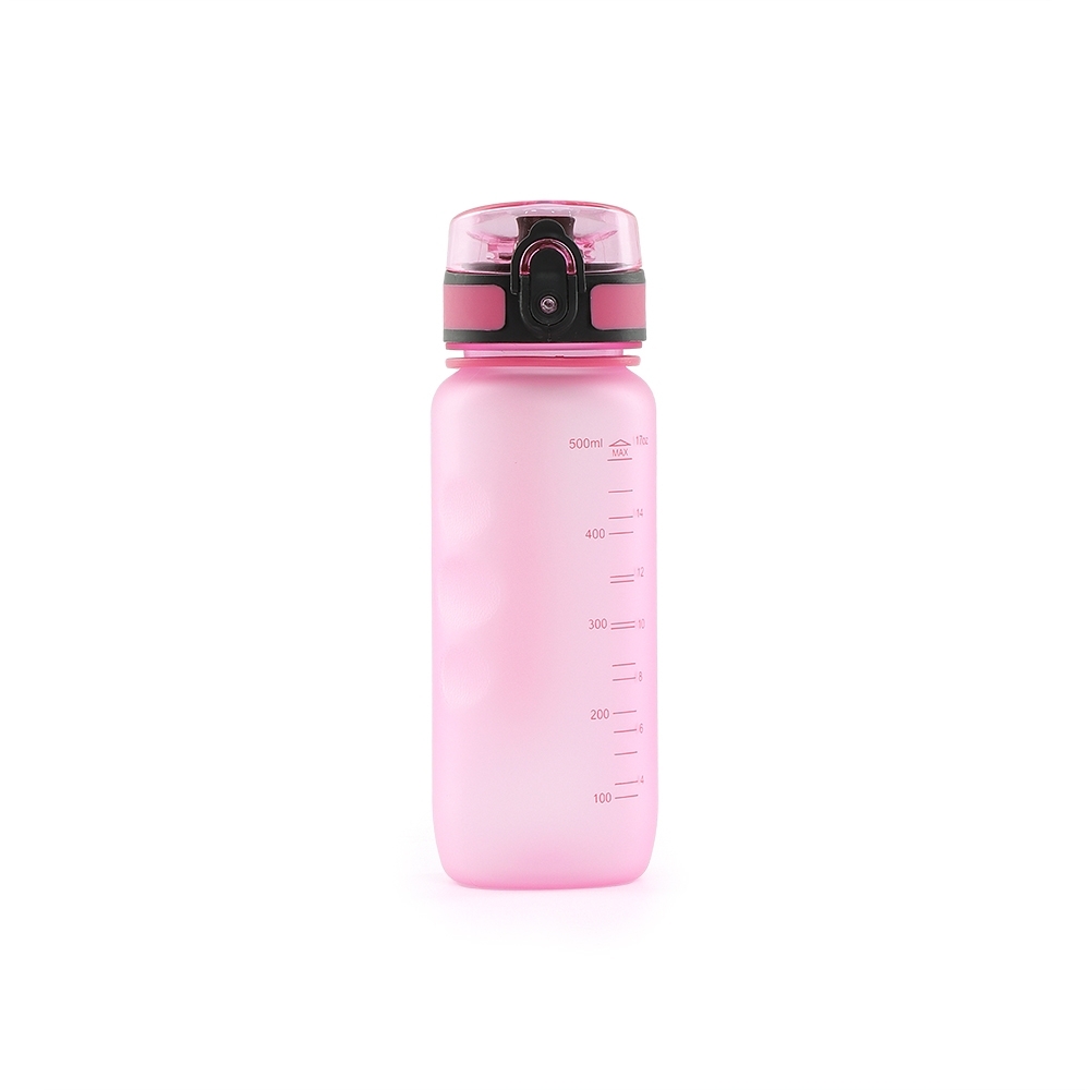 Squeeze plástico 550 ml personalizado com a logo da empresa, na cor rosa / preto