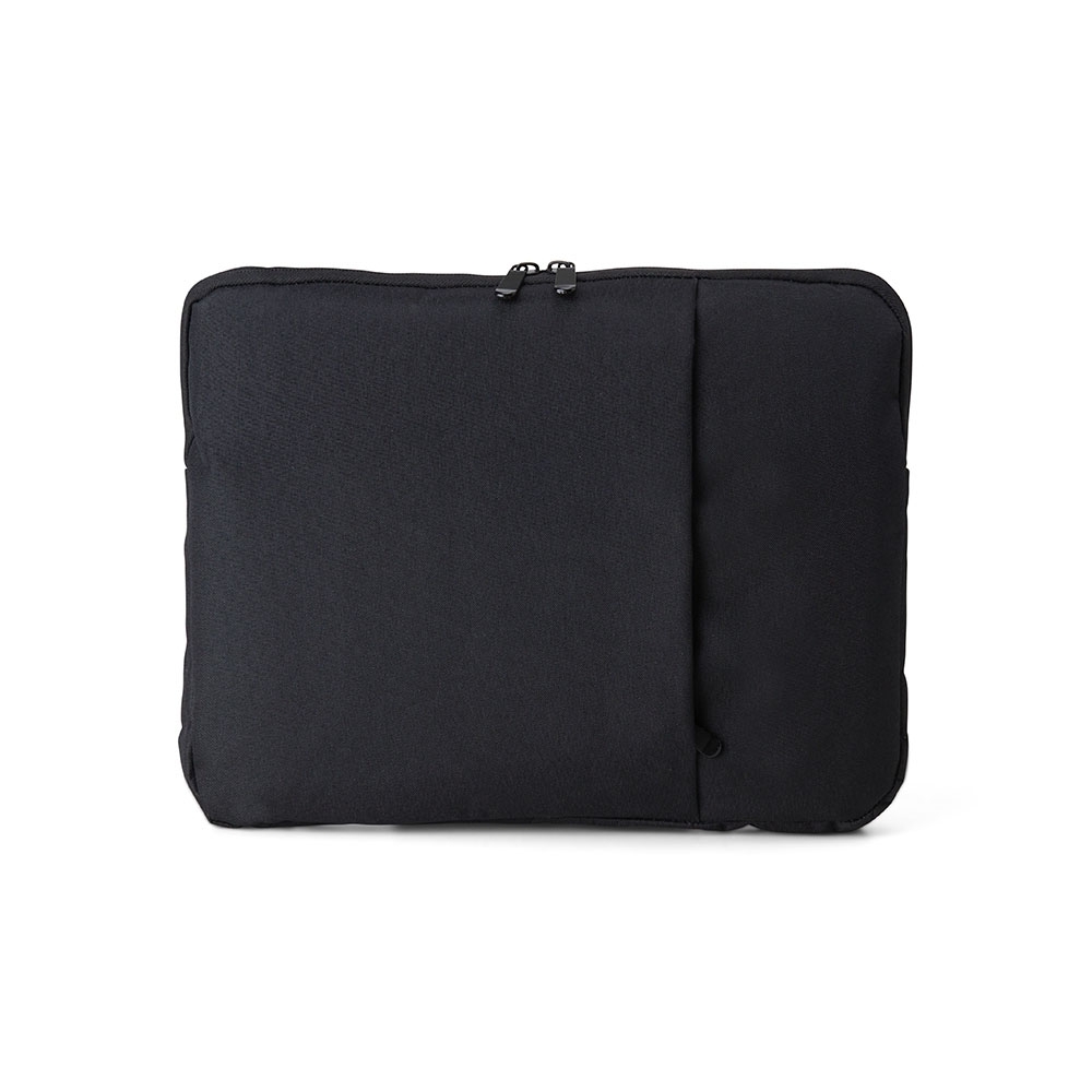 Pasta de poliéster para tablet e notebook 14 com 2 compartimentos na cor Preto, personalizada com a logo da empresa