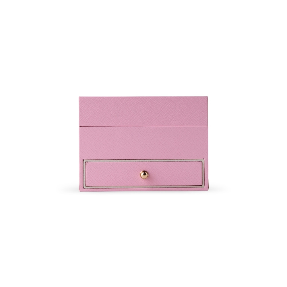 Porta jóias com ganchos e divisórias personalizado com a logo da empresa, na cor rosa