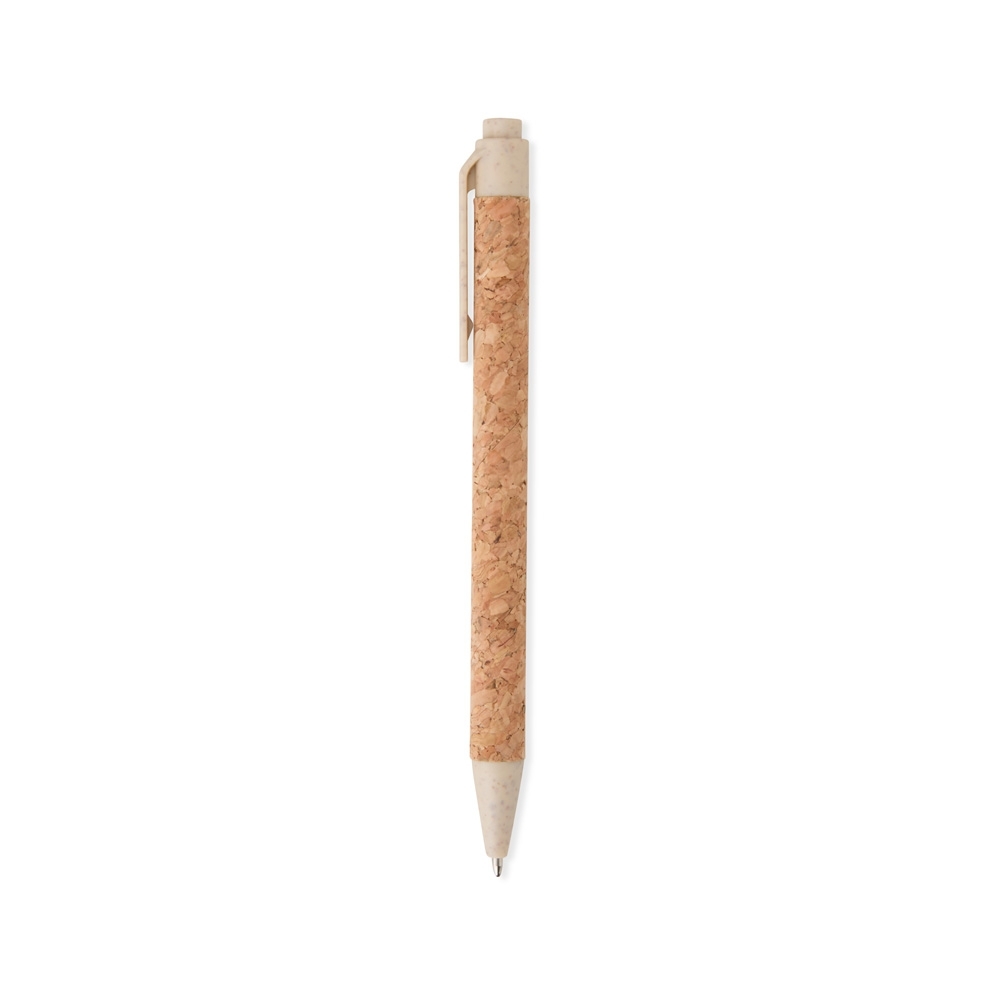 Caneta de cortiça na cor Bege, personalizada com a logo da empresa