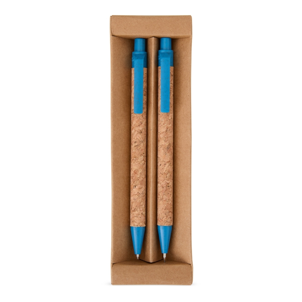Kit ecológico caneta e lapiseira cortiça personalizado com a logo da empresa