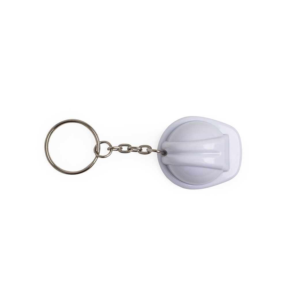 Chaveiro capacete EPI na cor Branco, personalizado com a logo da empresa