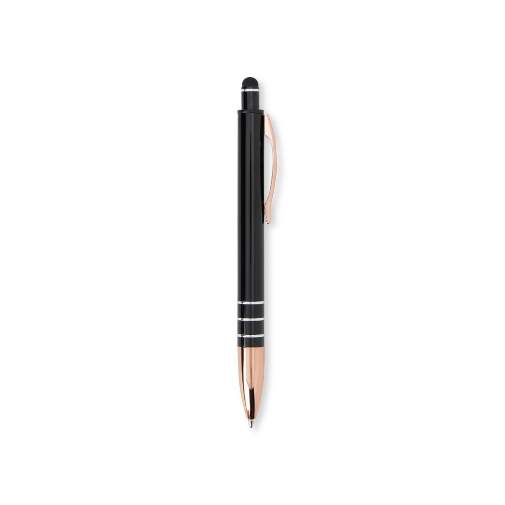 Caneta de metal com touch e clipe de metal na cor Preto / Cobre, personalizada com a logo da empresa