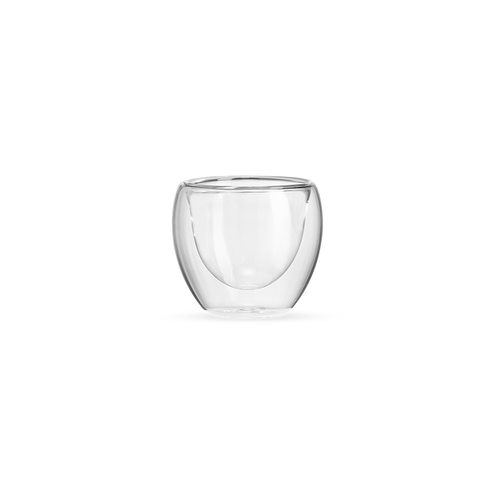 Copo de vidro parede dupla 80 ml na cor Transparente, personalizado com a logo da empresa