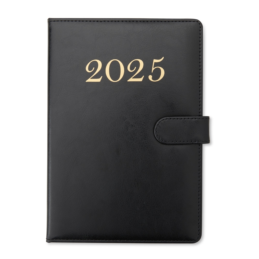 Agenda semanal 2025 na cor Preto, personalizada com a logo da empresa
