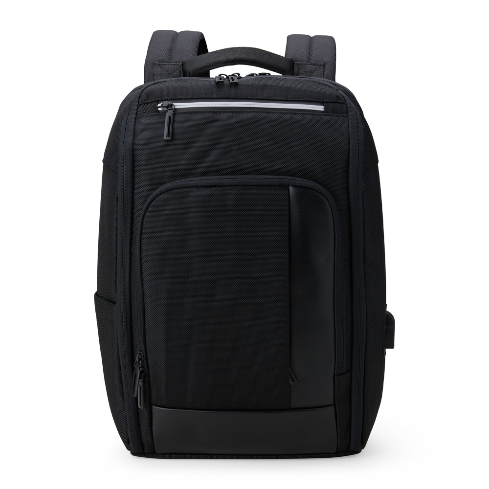 Mochila de nylon 22 litros antifurto com 5 compartimentos modelo 2 na cor Preto, personalizada com a logo da empresa