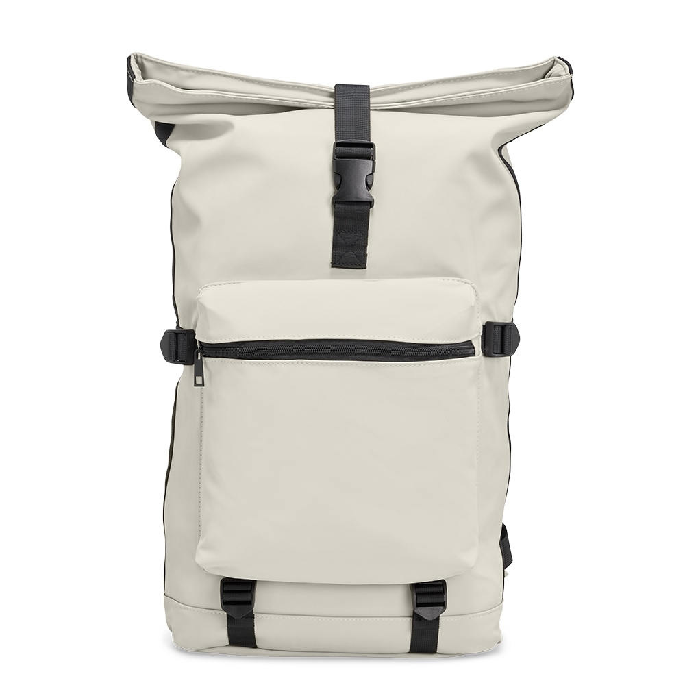Mochila de couro sintético 41 litros para notebook na cor Branco, personalizada com a logo da empresa