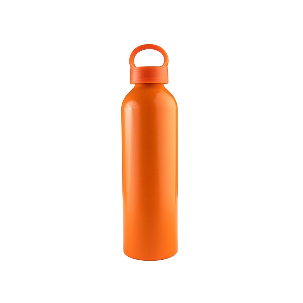 Garrafa de alumínio 630 ml personalizada com a logo da empresa, na cor laranja