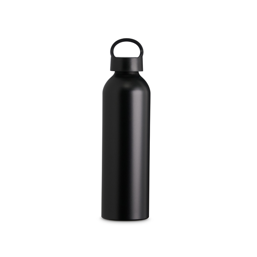 Garrafa de alumínio 630 ml na cor Preto, personalizada com a logo da empresa