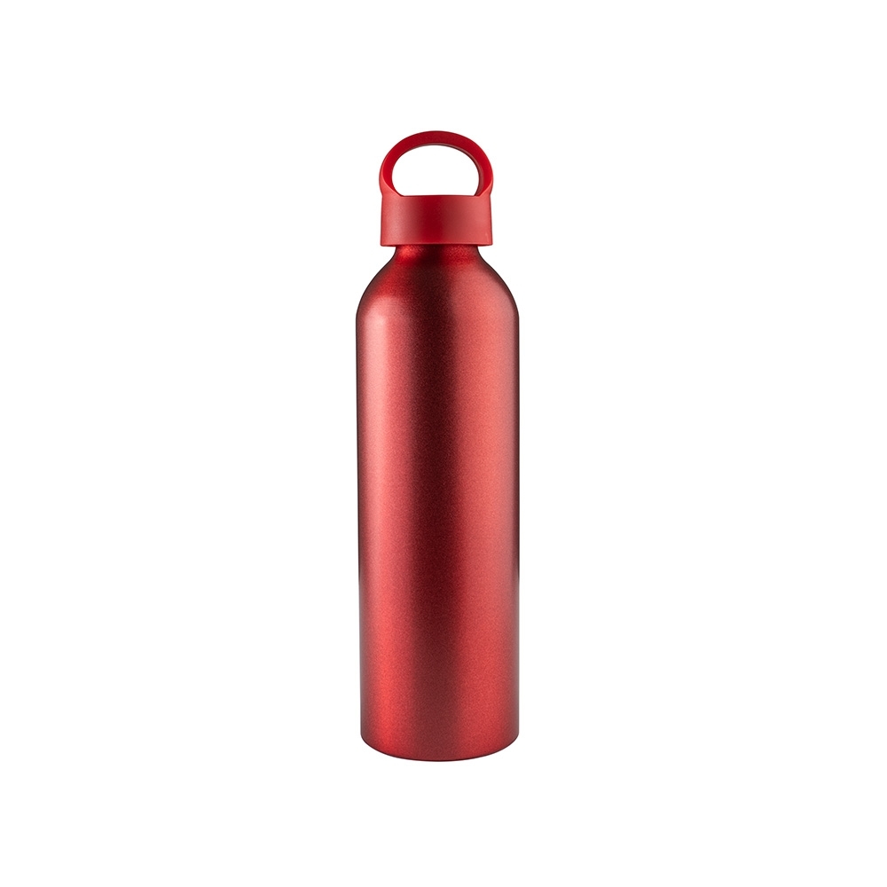 Garrafa de alumínio 630 ml personalizada com a logo da empresa, na cor vermelho