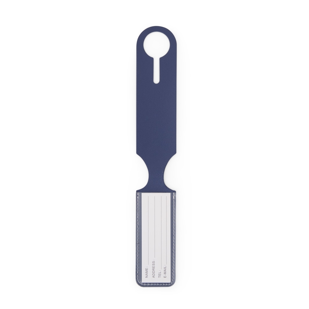 Identificador de bagagem de couro sintético com a logo da empresa