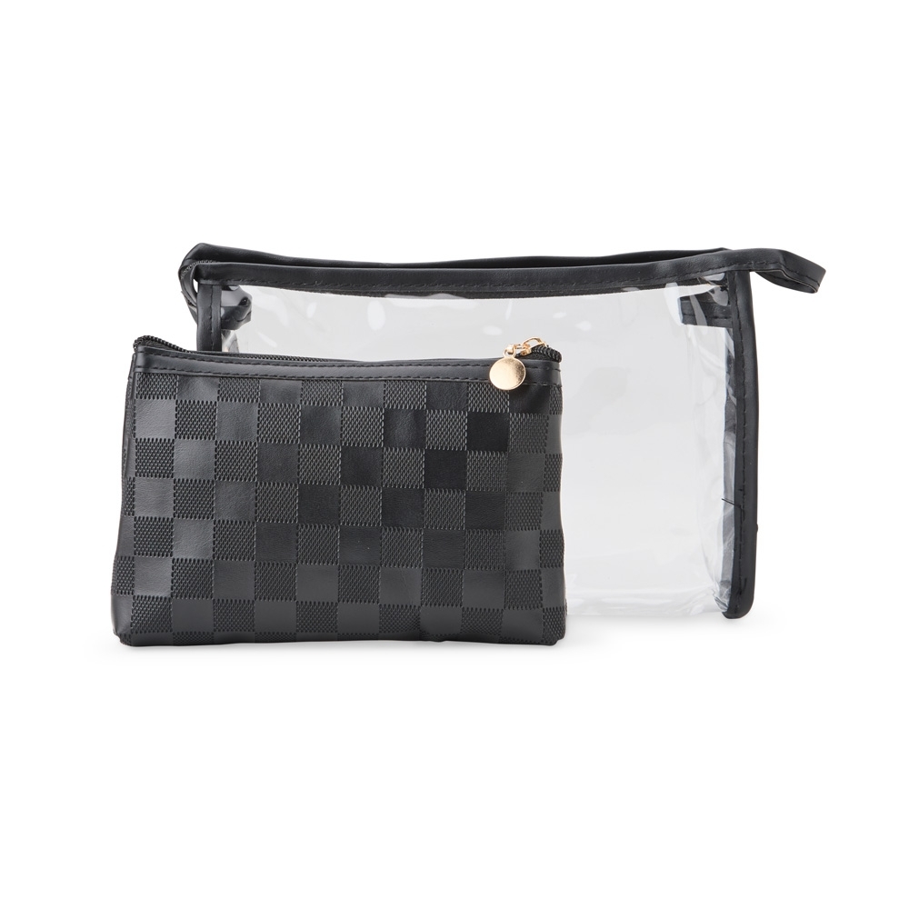 Kit nécessaire duas peças na cor Preto, personalizado com a logo da empresa