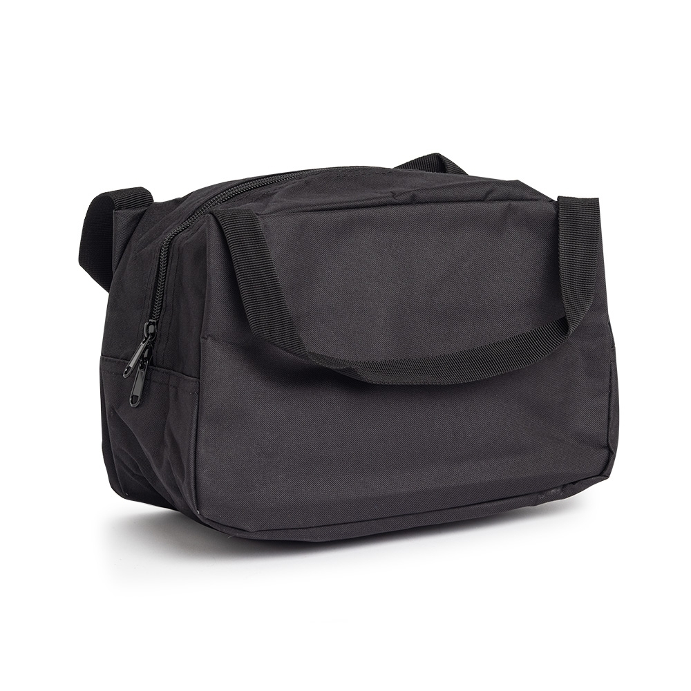 Bolsa térmica 8 litros de nylon na cor Preto, personalizada com a logo da empresa