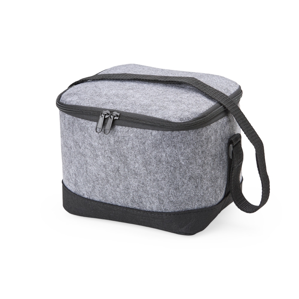 Bolsa térmica 6 litros de feltro com alça transversal personalizada com a logo da empresa